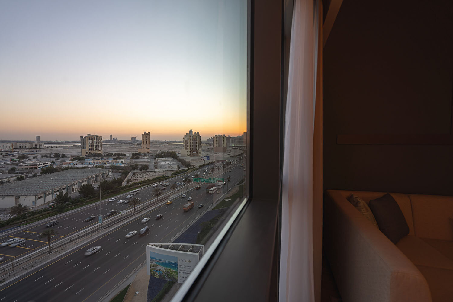  Partial view of the sunset from the room 