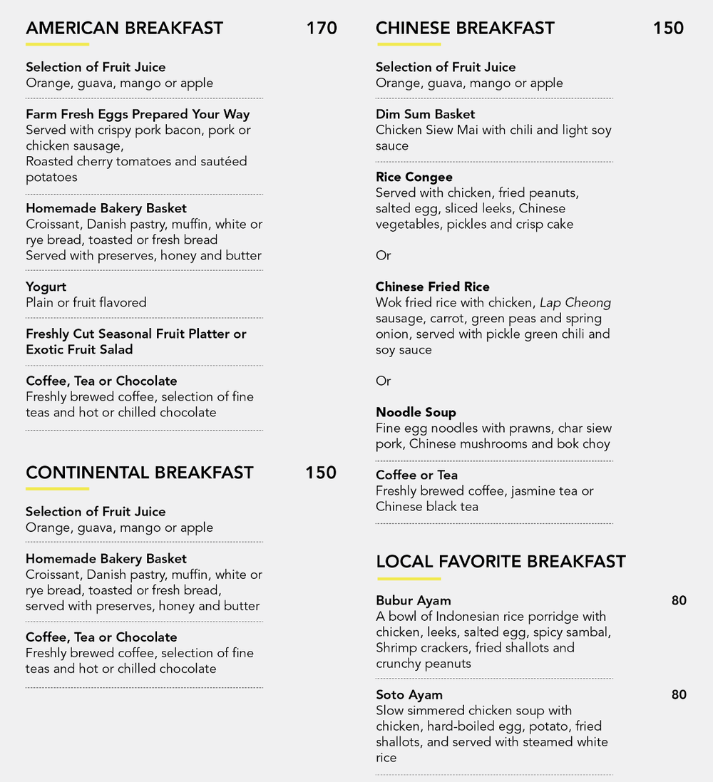  Breakfast menu (pinch to zoom) 