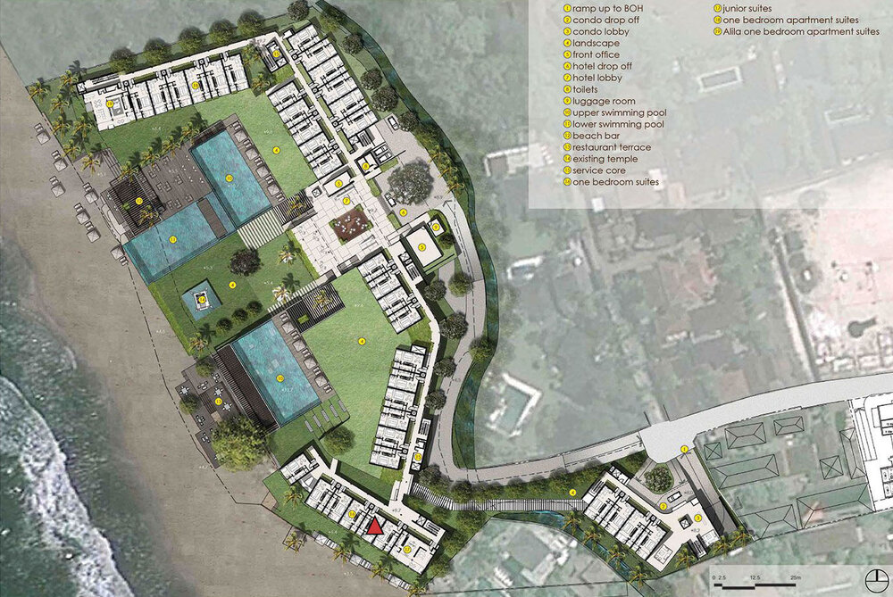  Site plan of Alila Seminyak (room 132 marked with red triangle) 