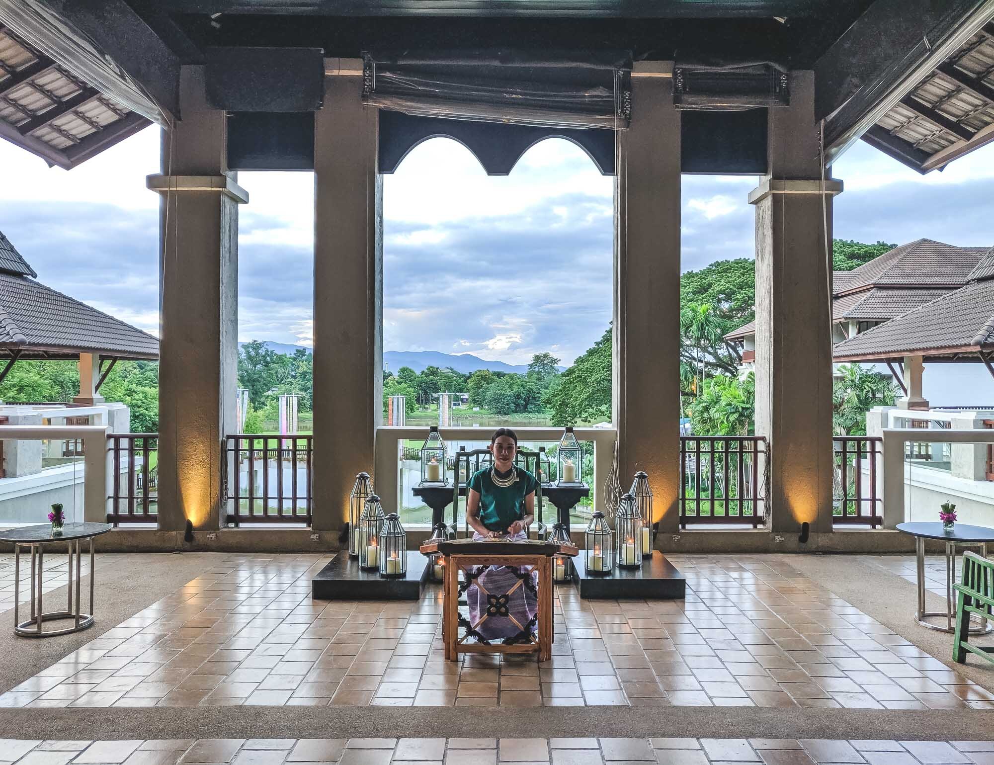 Live traditional Thai music playing at the lobby in the evening