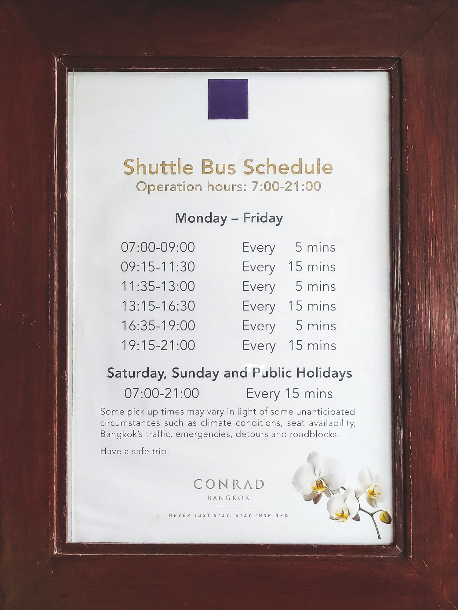 Shuttle Bus schedule