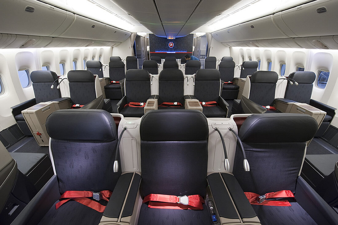 Business Class Cabin in Turkish Airline’s Boeing 777-300ER