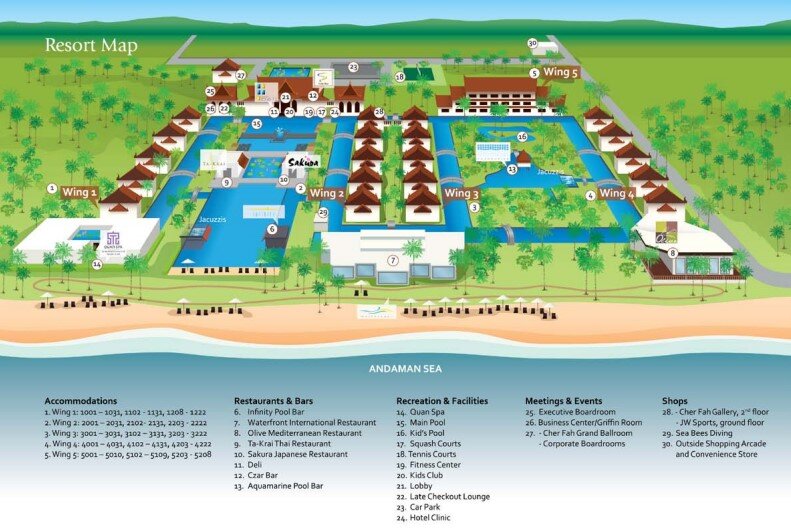 Resort map of JW Marriott Khao Lak