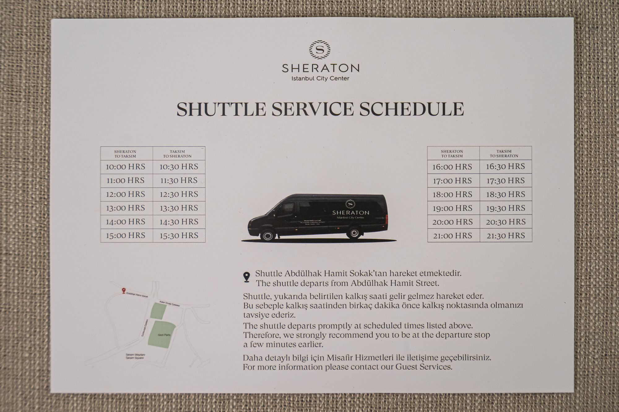 Shuttle service schedule