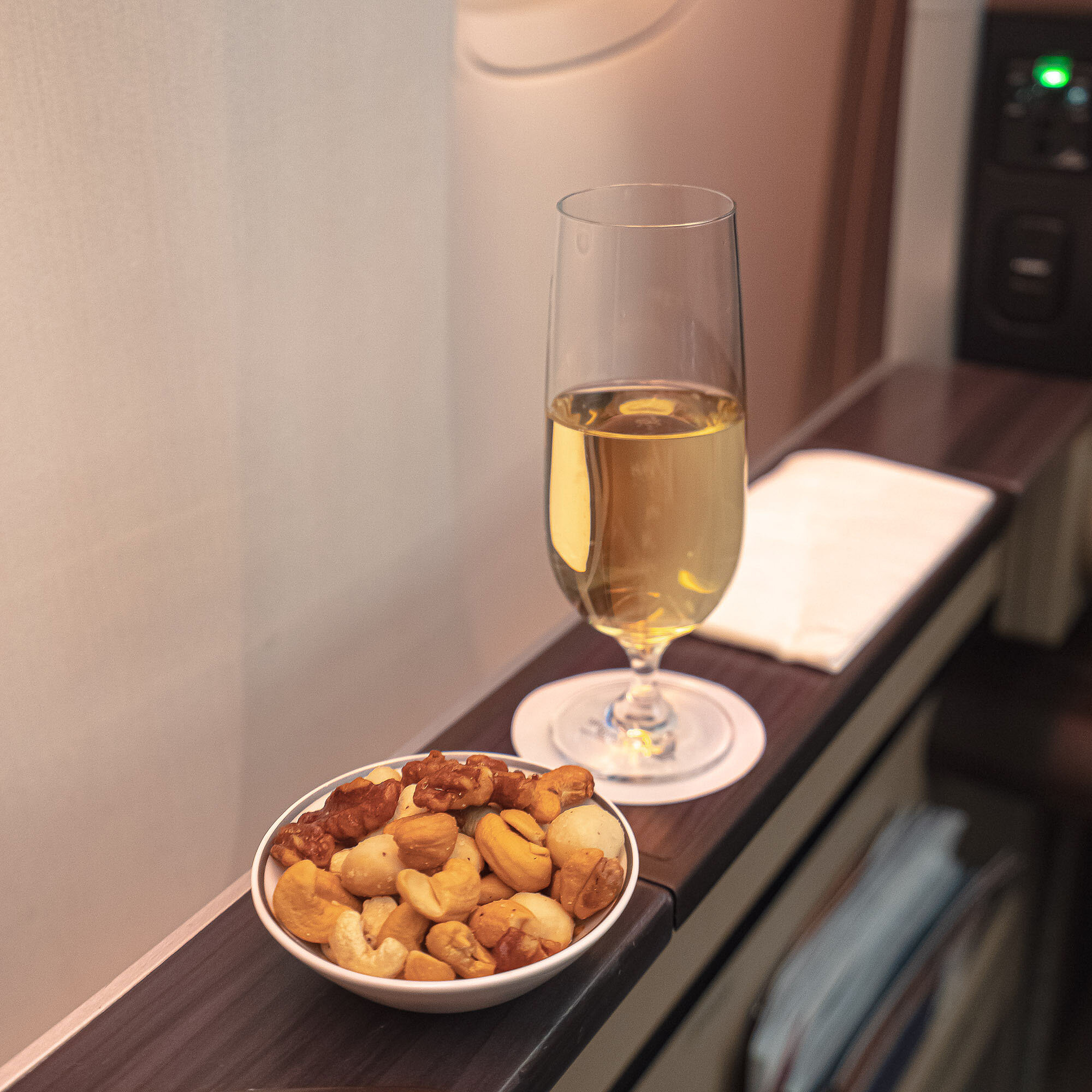 Warm nuts and champagne