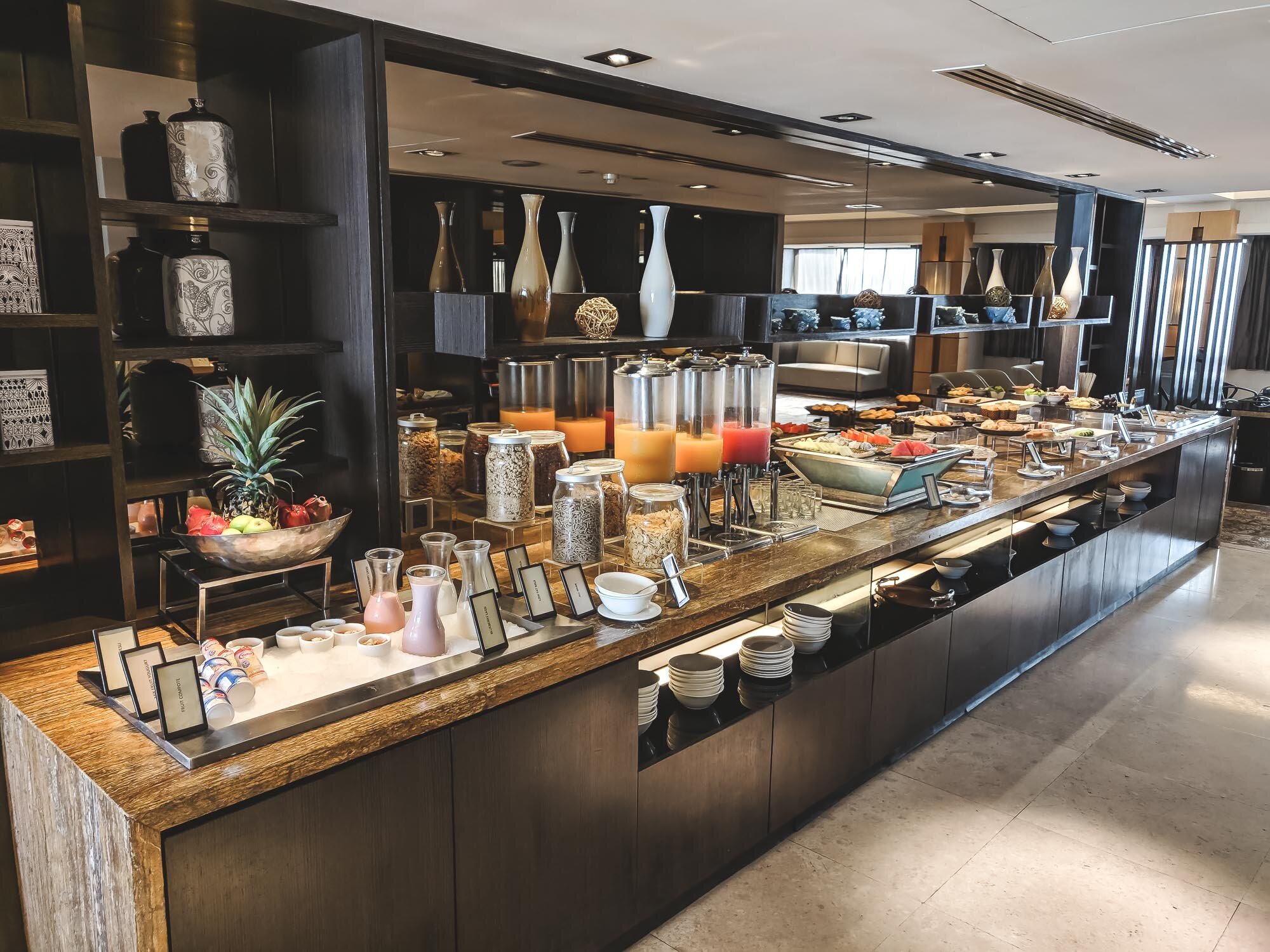 Breakfast spread in the Executive Lounge