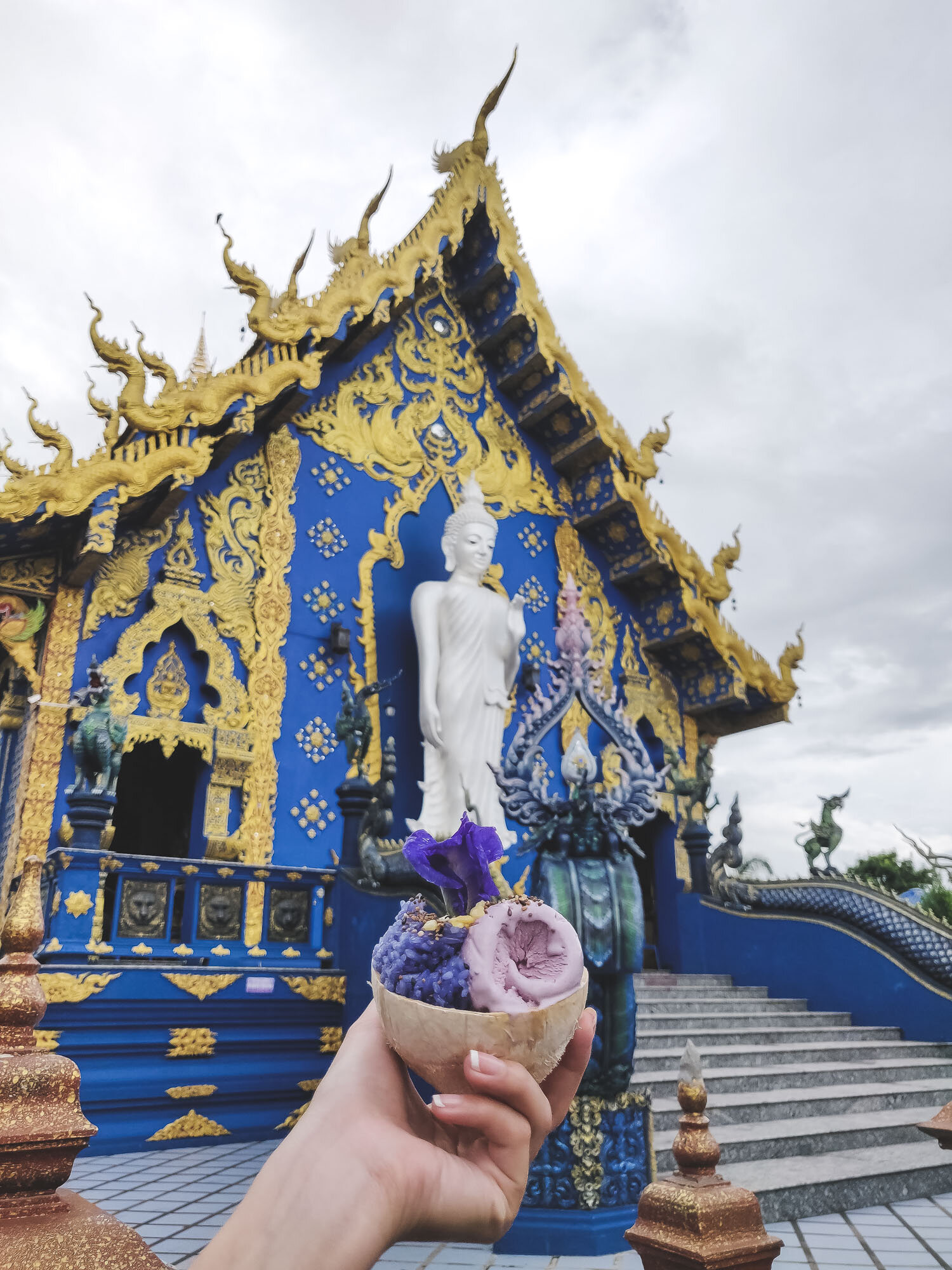 Delicious coconut ice cream at Wat Rong Seur Ten
