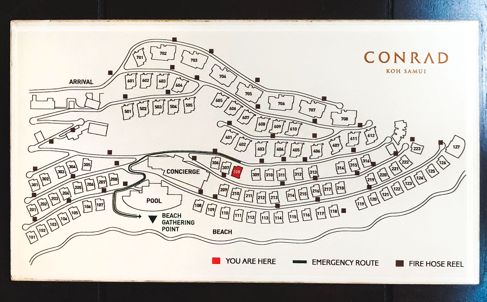 Map of Conrad Koh Samui with villa numbers
