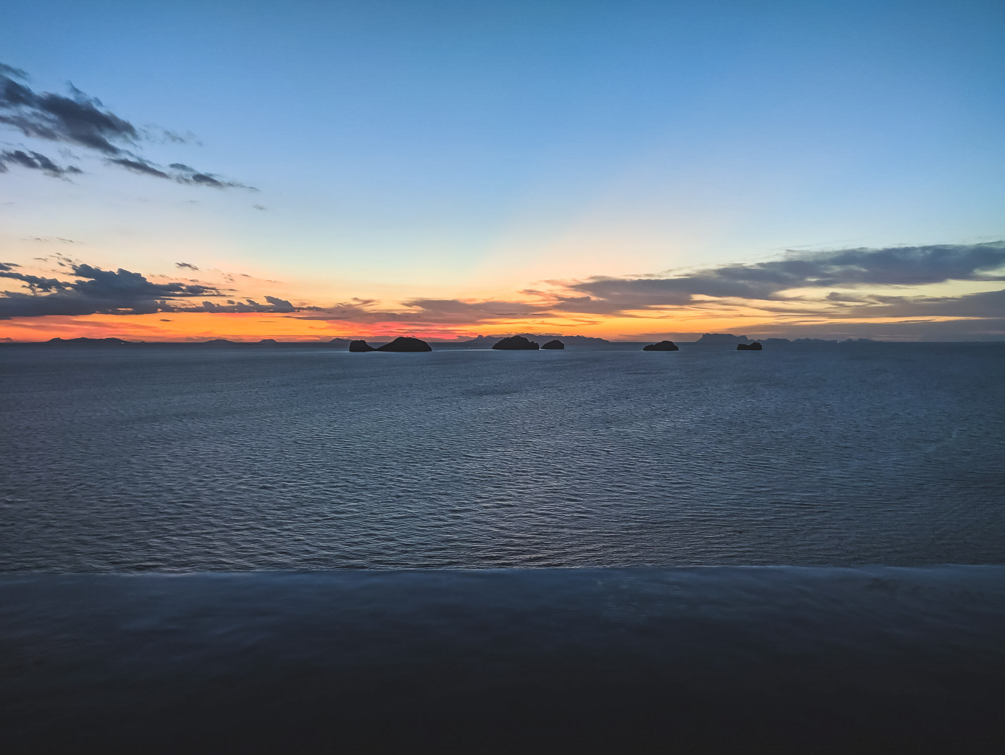 The five islands against a beautiful sunset