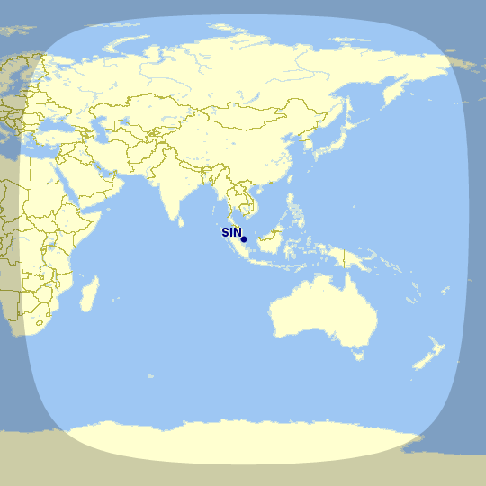 5,000 miles radius from Singapore